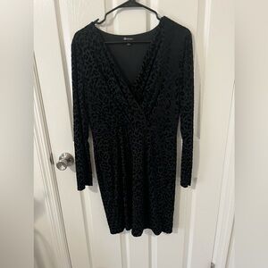 Versona Black Velvet Cheetah Print Dress
